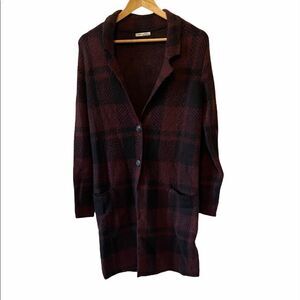 DEX Burgundy&Black Plaid Light Button Up Jacket XS